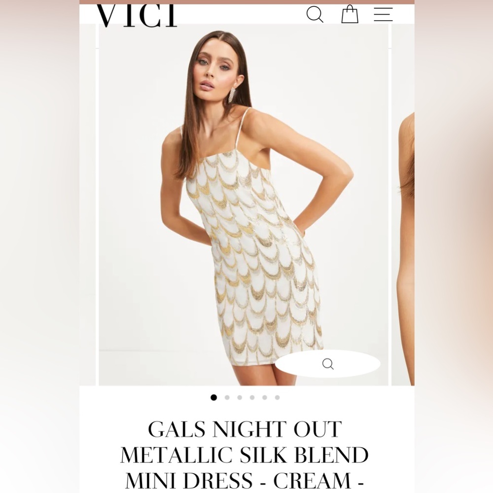 VICI Metallic Gold & Cream Mini Dress - Perfect for Eras Tour